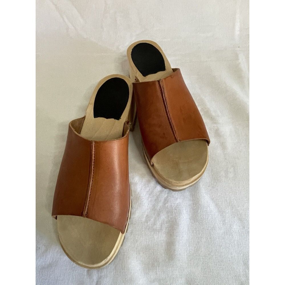 Swedish Hasbeens Ann Low Clog EU 38 US 7.5 Retro Open Toe Boho Hippie Chic